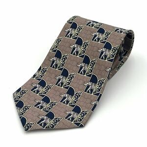Rene Chagal Men's Handmade 100% Silk Tie Gray/Black/White Geometric Elephant